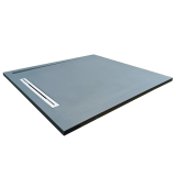 Cadita Dus Compozit cu Rigola Unika Gri 90x90 cm – cadita dus gri patrata cu rigola izolata fundal alb