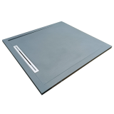 Cadita Dus Compozit cu Rigola Unika Gri 90x90 cm – cadita de dus gri izolata pe fundal alb