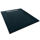 Cadita Dus Compozit cu Rigola Unika Negru 90x90 cm – cadita neagra cu rigola pe fundal alb