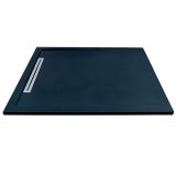 Cadita Dus Compozit cu Rigola Unika Negru 90x90 cm – cadita de dus neagra cu rigola pe fundal alb