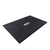 Cadita Dus Compozit Quadra Negru 70x100 cm – cadita neagra texturata cu sifon central pe fundal alb