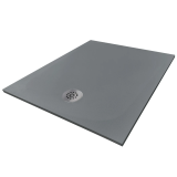 Cadita Dus Compozit Tonda Gri 70x90 cm – cadita dus gri izolata pe fundal alb