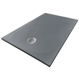 Cadita Dus Compozit Tonda Gri 70x100 cm – cadita de dus gri pe fundal alb