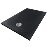 Cadita Dus Compozit Tonda Negru 70x100 cm – cadita de dus izolata pe fundal alb