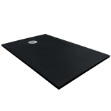 Cadita Dus Compozit Tonda Negru 70x100 cm – cadita de dus neagra izolata pe fundal alb