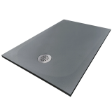 Cadita Dus Compozit Tonda Gri 70x120 cm – cadita de dus gri cu sifon central pe fundal alb