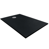 Cadita Dus Compozit Tonda Negru 70x120 cm – cadita de dus neagra izolata pe fundal alb