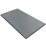 Cadita Dus Compozit Tonda Gri 70x140 cm – cadita gri izolata pe fundal alb, vedere de ansamblu