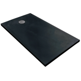 Cadita Dus Compozit Tonda Negru 70x140 cm – cadita dus neagra izolata pe fundal alb