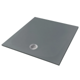 Cadita Dus Compozit Tonda Gri 80x80 cm – cadita de dus gri izolata pe fundal alb