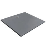 Cadita Dus Compozit Tonda Gri 90x90 cm – cadita dus gri izolata pe fundal alb
