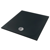 Cadita Dus Compozit Tonda Negru 90x90 cm – cadita dus neagra izolata pe fundal alb