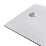 Cadita Dus Compozit Tonda Alb 80x100 cm – detaliu, detaliu colt cadita cu sifon cromat