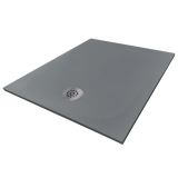 Cadita Dus Compozit Tonda Gri 80x100 cm – cadita dus gri izolata pe fundal alb