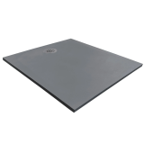 Cadita Dus Compozit Tonda Gri 80x100 cm – cadita de dus gri pe fundal alb