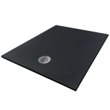 Cadita Dus Compozit Tonda Negru 80x100 cm – cadita de dus neagra izolata pe fundal alb