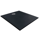 Cadita Dus Compozit Tonda Negru 80x100 cm – cadita de dus neagra izolata pe fundal alb