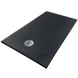 Cadita Dus Compozit Tonda Negru 80x140 cm – cadita dus neagra izolata pe fundal alb