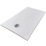 Cadita Dus Compozit Tonda Alb 80x160 cm – cadita de dus alba cu scurgere pe fundal alb