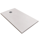 Cadita Dus Compozit Tonda Crem 80x160 cm – cadita dus rectangulara crem cu scurgere pe fundal alb