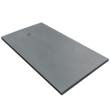 Cadita Dus Compozit Tonda Gri 80x160 cm – cadita dus gri izolata pe fundal alb