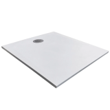 Cadita Dus Compozit Tonda Alb 90x100 cm – cadita dus alba pe fundal neutru, izolata