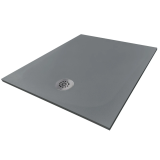 Cadita Dus Compozit Tonda Gri 90x100 cm – cadita dus gri izolata pe fundal alb
