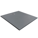 Cadita Dus Compozit Tonda Gri 90x100 cm – cadita dus gri izolata pe fundal alb