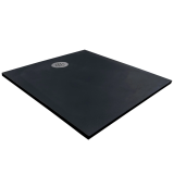 Cadita Dus Compozit Tonda Negru 90x100 cm – cadita dus neagra izolata pe fundal alb