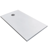 Cadita Dus Compozit Tonda Alb 90x140 cm – cadita alba izolata pe fundal neutru cu scurgere