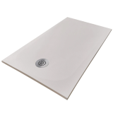 Cadita Dus Compozit Tonda Crem 90x140 cm – cadita dus crem pe fundal alb izolat