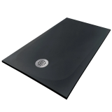 Cadita Dus Compozit Tonda Negru 90x140 cm – cadita dus neagra izolata pe fundal alb