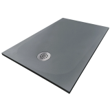 Cadita Dus Compozit Tonda Gri 90x120 cm – cadita de dus gri izolata pe fundal alb