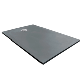 Cadita Dus Compozit Tonda Gri 90x120 cm – cadita de dus gri izolata pe fundal alb