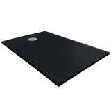 Cadita Dus Compozit Tonda Negru 90x120 cm – cadita de dus neagra izolata pe fundal alb