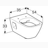 Vas WC Suspendat Rimless Selnova Square Geberit + Capac Soft Close Finisaj Alb Lucios – schita tehnica, desen tehnic cu dimensiuni vas wc suspendat