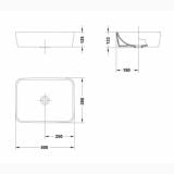 Lavoar Emma Gala 50x38cm Fara Preaplin – schita tehnica, desen tehnic cu dimensiuni lavoar vedere de sus si lateral