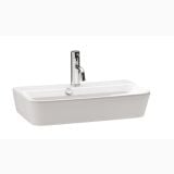 Lavoar Emma Gala 60x35cm Cu Preaplin Si Cu Gaura De Baterie – lavoar alb dreptunghiular cu baterie crom pe fundal alb