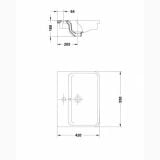 Lavoar Emma Gala 55x42cm Cu Preaplin Si Cu Gaura De Baterie – schita tehnica, desen tehnic cu dimensiuni lavoar si pozitie orificii