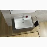 Lavoar Emma Gala 55x45cm Cu Preaplin Si Cu Gaura De Baterie – ambient baie, lavoar montat pe mobilier suspendat, robinet crom, prosop negru