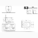 Vas WC Metropolitan Cu Capac Soft Close – schita tehnica, desen tehnic cu dimensiuni pentru vas WC suspendat