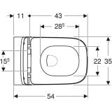 Vas WC Suspendat Rimless Geberit Smyle Square cu Capac Slim – schita tehnica, desen tehnic cu dimensiuni vas wc suspendat