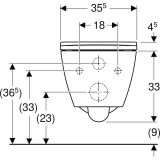 Vas WC Suspendat Rimless Geberit Smyle Square cu Capac Slim – schita tehnica, desen tehnic cu dimensiuni si pozitii orificii montaj