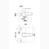 Baterie Cada si Set Dus Paffoni Red Finisaj Crom – schita tehnica, desen tehnic cu dimensiuni pentru baterie cada