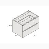 Mobilier Baie Riflat Easy Finisaj Noce Gold cu doua sertare L.70 cm – schita tehnica, desen tehnic mobilier cu dimensiuni 70x46x45 cm