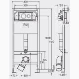 Kit rezervor WC Incastrat Viega Prevista Dry 49x112 cm – schita tehnica, desen tehnic cu dimensiuni rezervor incastrat WC