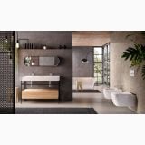 Vas WC Rimless Suspendat Hidra Faster Kiub Cu Capac Slim – ambient baie, baie moderna cu vas wc suspendat si bideu, pe perete