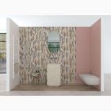 Faianta Decor ABK Palette 60x120 cm – ambient baie, baie moderna cu perete decorativ, oglinda ovala si bideu suspendat
