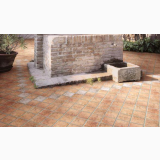 Gresie Imitatie Cotto Carpegna HRN 6 Cotto 30x30 cm – ambient terasa, terasa exterioara pavata cu gresie imitatie cotto si fantana, pe pardoseala