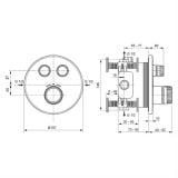 Baterie Dus Incastrata Ideal Standard Ceratherm Navigo Magnetic Grey – schita tehnica, desen tehnic cu dimensiuni, vedere frontala si laterala
